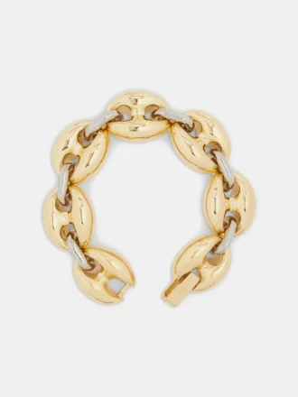 Acht klobige zweifarbige Armbänder