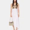 Asymmetrisches Kleid aus Mesh und Satin