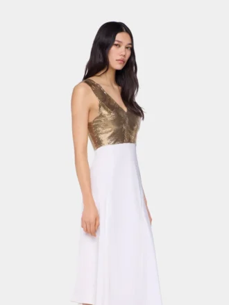 Asymmetrisches Kleid aus Mesh und Satin