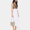 Asymmetrisches Kleid aus Mesh und Satin