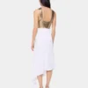 Asymmetrisches Kleid aus Mesh und Satin