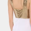 Asymmetrisches Kleid aus Mesh und Satin