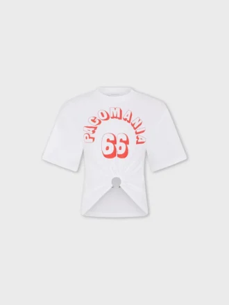 Bedrucktes Baumwoll-T-Shirt mit Piercing-Detail