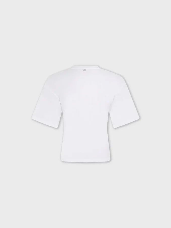 Bedrucktes Baumwoll-T-Shirt mit Piercing-Detail