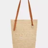 Beigefarbene Raffia-Tasche mit Logo