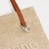 Beigefarbene Raffia-Tasche mit Logo