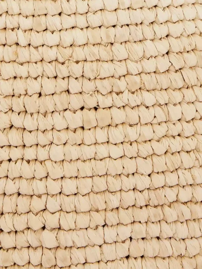 Beigefarbene Raffia-Tasche mit Logo