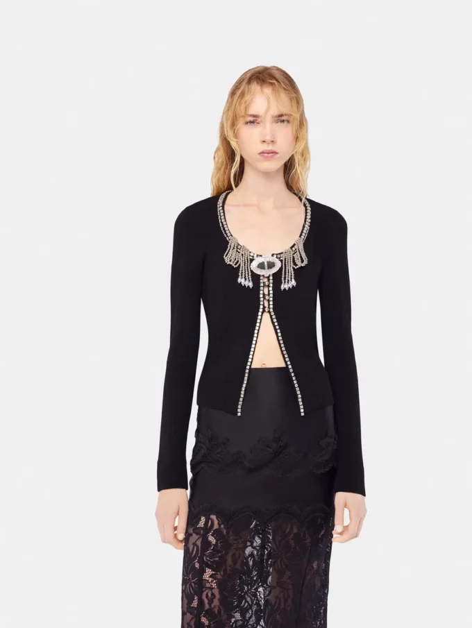 Bestickte Strickjacke