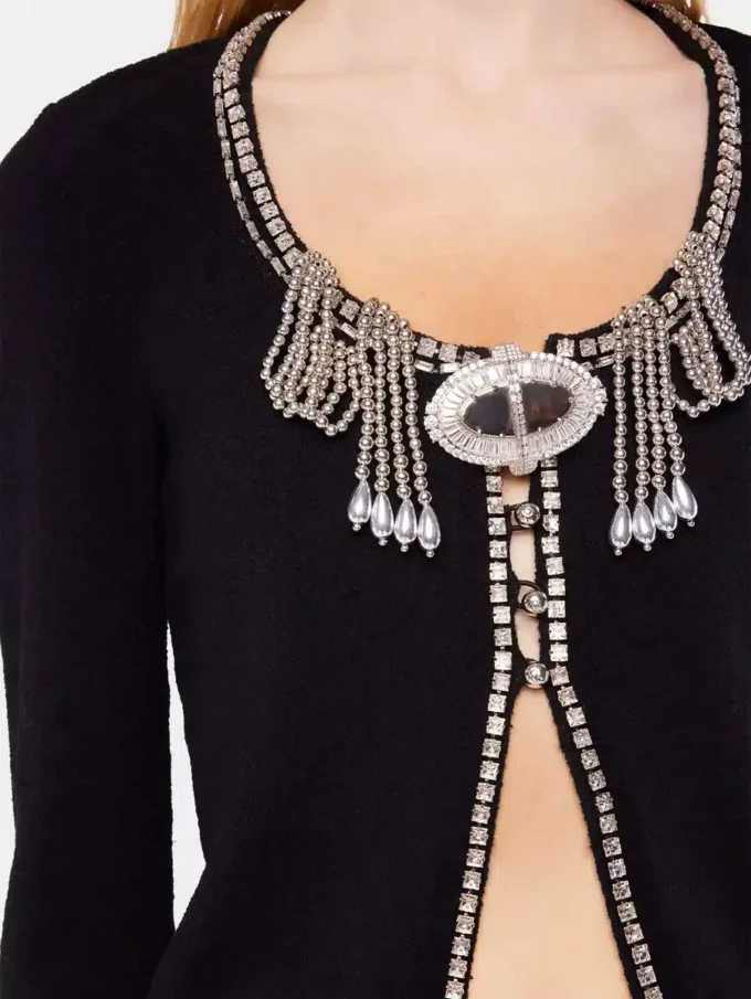 Bestickte Strickjacke