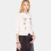 Bestickte Strickjacke aus Wolle