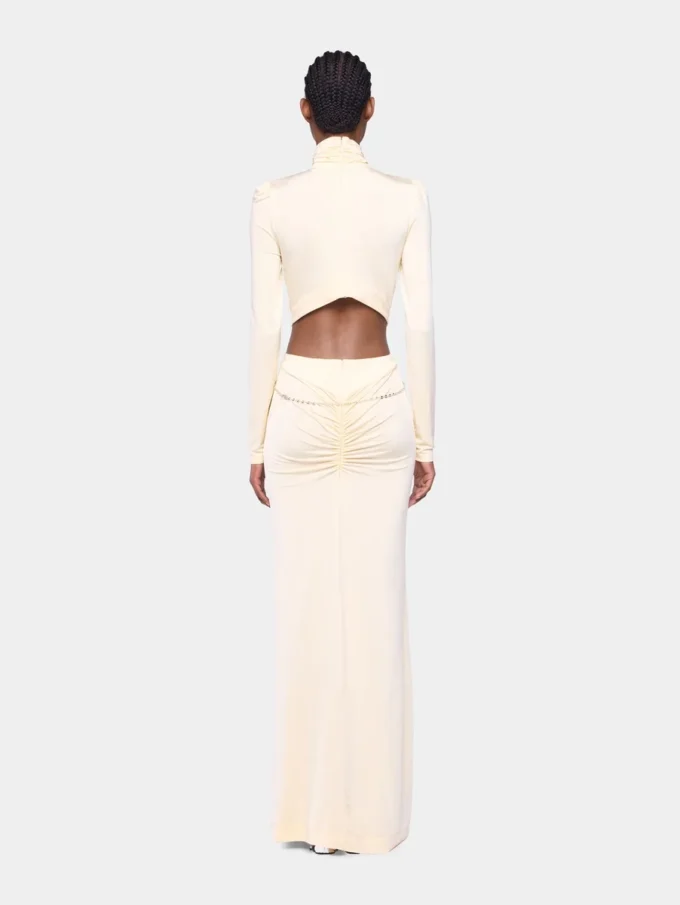 Cremefarbenes langes Jerseykleid