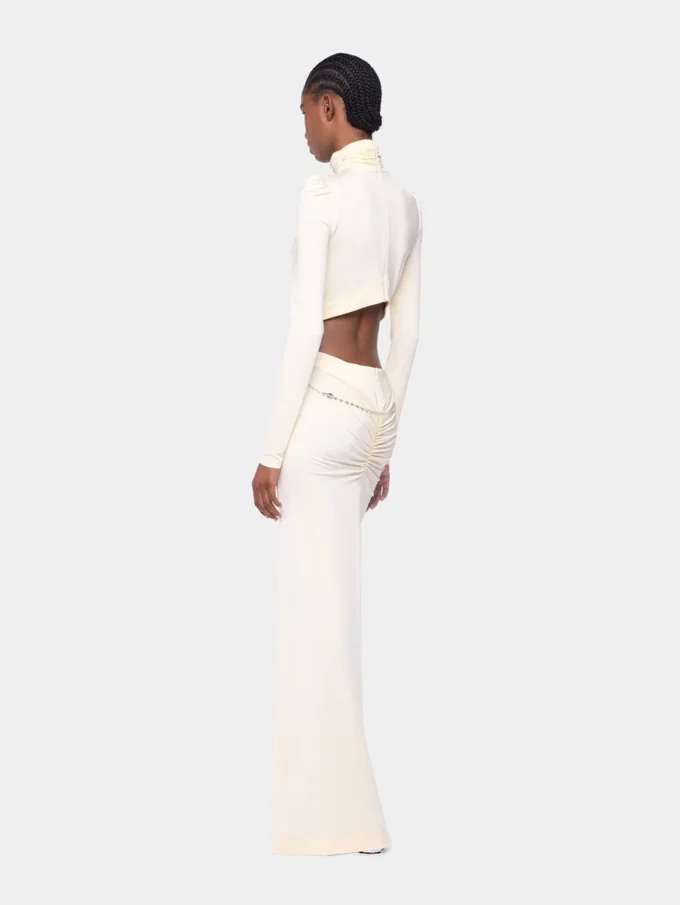 Cremefarbenes langes Jerseykleid