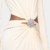 Cremefarbenes langes Jerseykleid