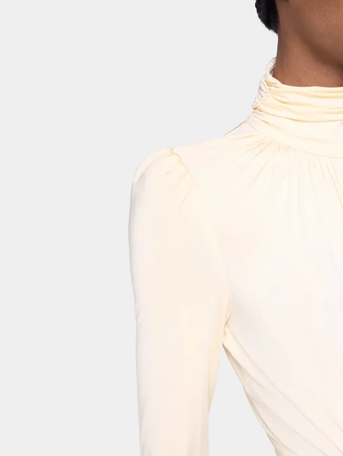 Cremefarbenes langes Jerseykleid