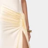 Cremefarbenes, langärmeliges, ärmelloses Jerseykleid