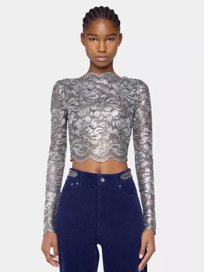 Crop-Top aus Spitze