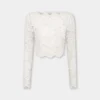 Crop-Top in Elfenbein aus Spitze