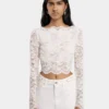 Crop-Top in Elfenbein aus Spitze