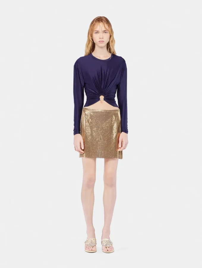 Goldfarbener Minirock aus Mesh