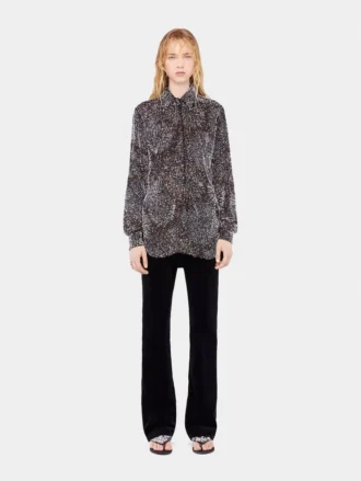 Crêpe-Bluse mit Perlenstickerei