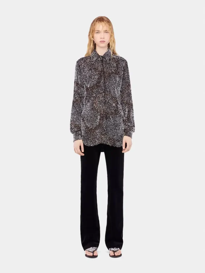 Crêpe-Bluse mit Perlenstickerei