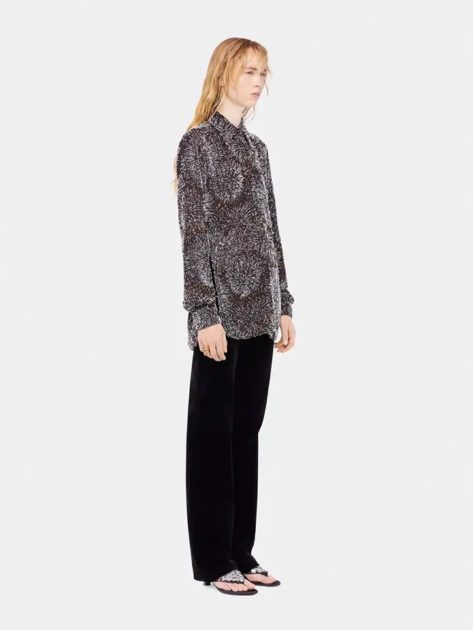 Crêpe-Bluse mit Perlenstickerei