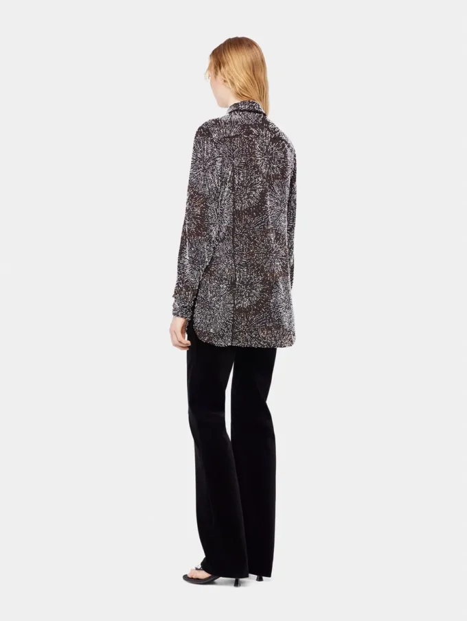 Crêpe-Bluse mit Perlenstickerei