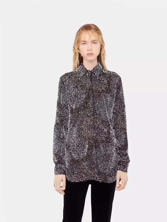 Crêpe-Bluse mit Perlenstickerei