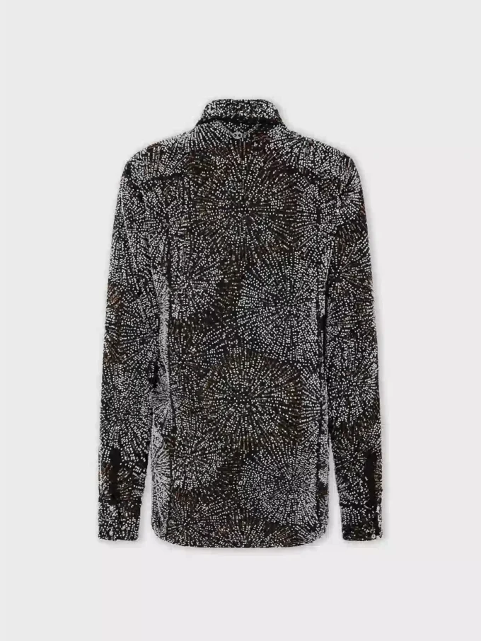 Crêpe-Bluse mit Perlenstickerei