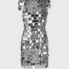 Das ikonische silberne Sparkle-Kleid mit Scheiben Das ikonische silberne Sparkle-Kleid mit Scheiben