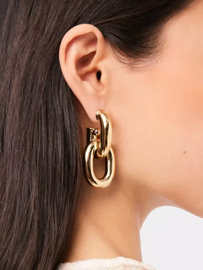 Doppelte XL Link Ohrringe in Gold Doppelte XL Link Ohrringe in Gold