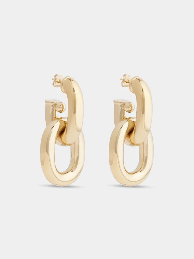 Doppelte XL Link Ohrringe in Gold Doppelte XL Link Ohrringe in Gold