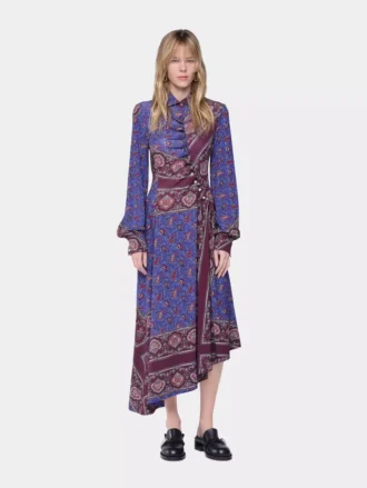 Drapiertes Midikleid aus bedrucktem Jersey