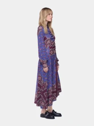 Drapiertes Midikleid aus bedrucktem Jersey