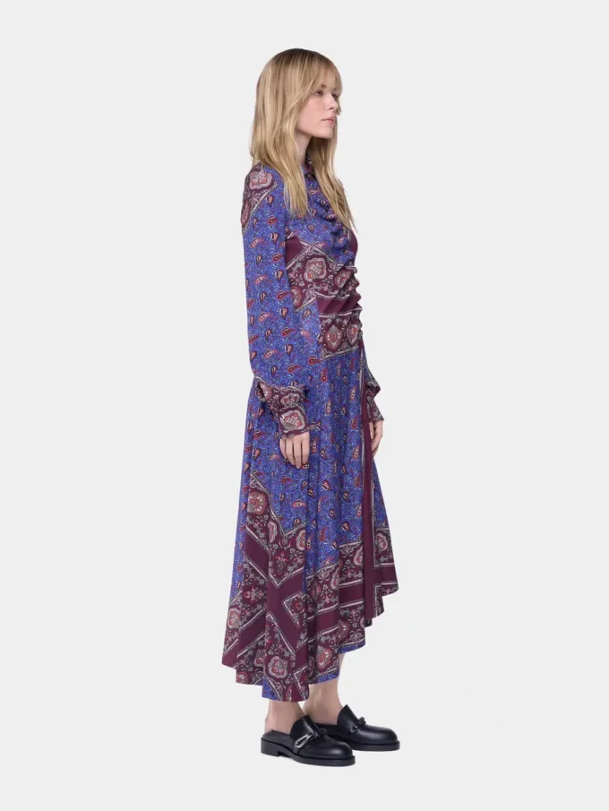 Drapiertes Midikleid aus bedrucktem Jersey