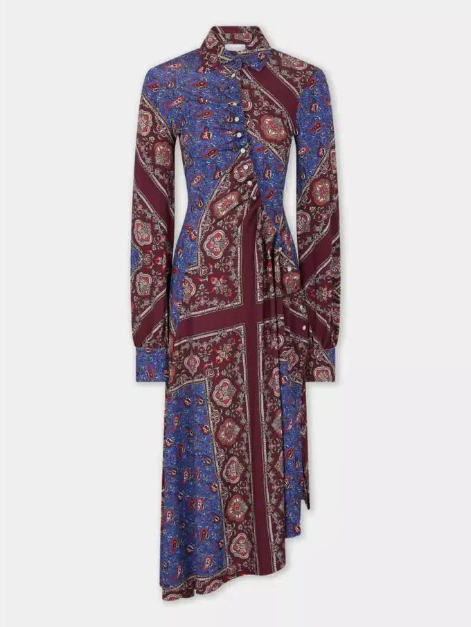 Drapiertes Midikleid aus bedrucktem Jersey