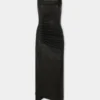 Drapiertes Midikleid aus Leder