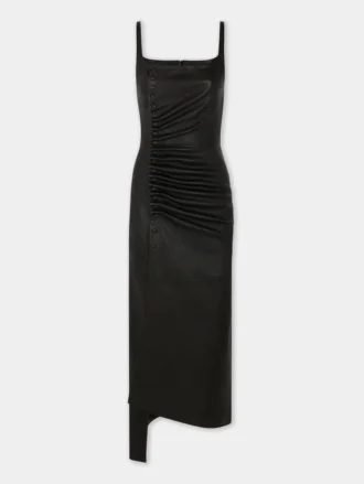 Drapiertes Midikleid aus Leder