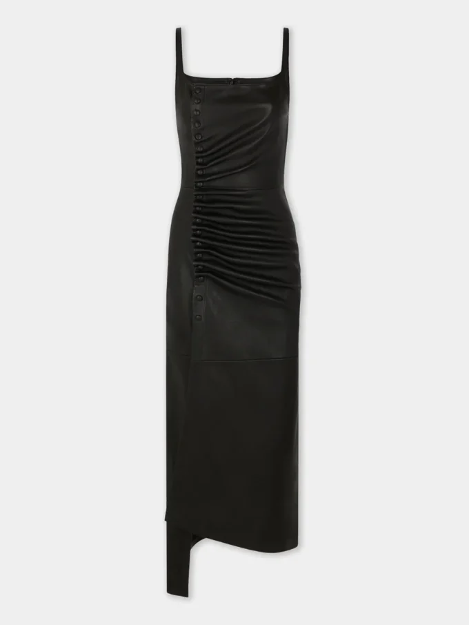 Drapiertes Midikleid aus Leder