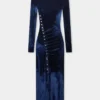 Drapiertes Midikleid aus Samt