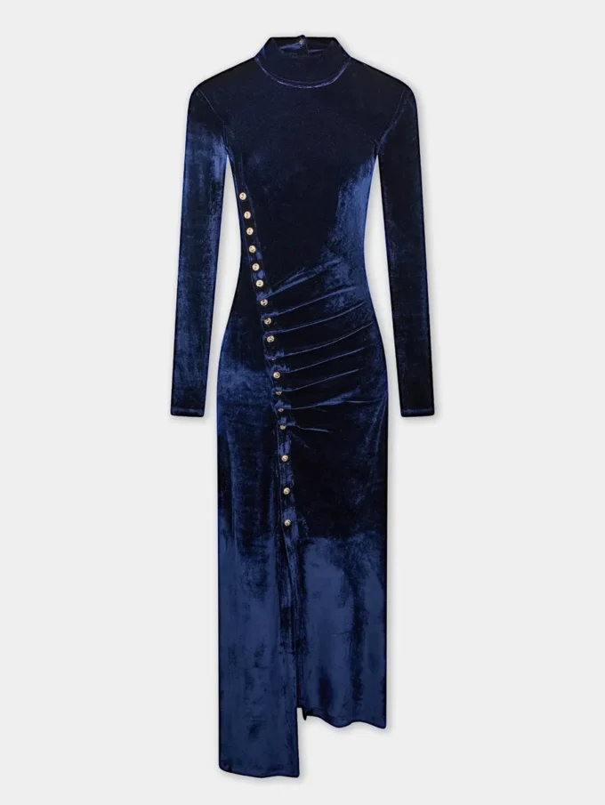 Drapiertes Midikleid aus Samt
