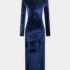 Drapiertes Midikleid aus Samt