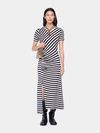 Drapiertes Midikleid aus Wolle