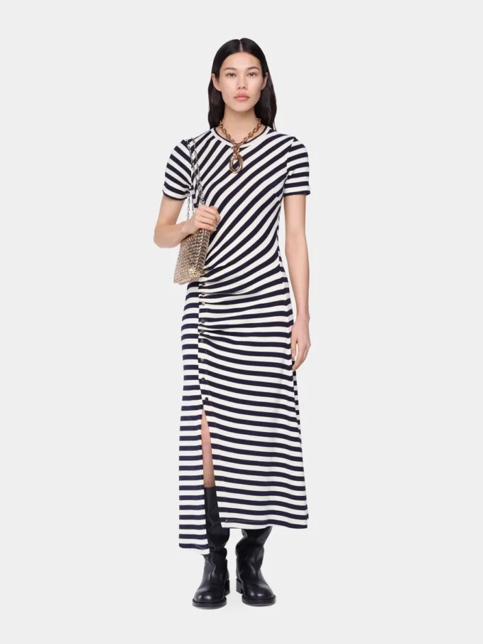 Drapiertes Midikleid aus Wolle