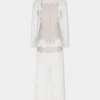 Elfenbeinfarbenes langes Kleid aus Spitze und Jersey