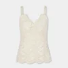 Elfenbeinfarbenes Tanktop aus Spitze