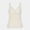 Elfenbeinfarbenes Tanktop aus Spitze