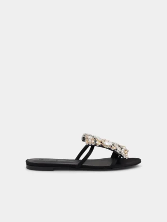 Flache Sandalen mit Strass