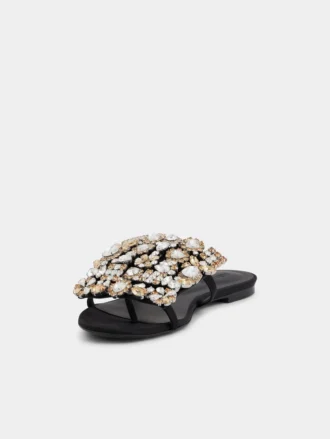 Flache Sandalen mit Strass