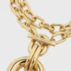 Goldfarbene doppelte XL-Link-Halskette mit Anhänger